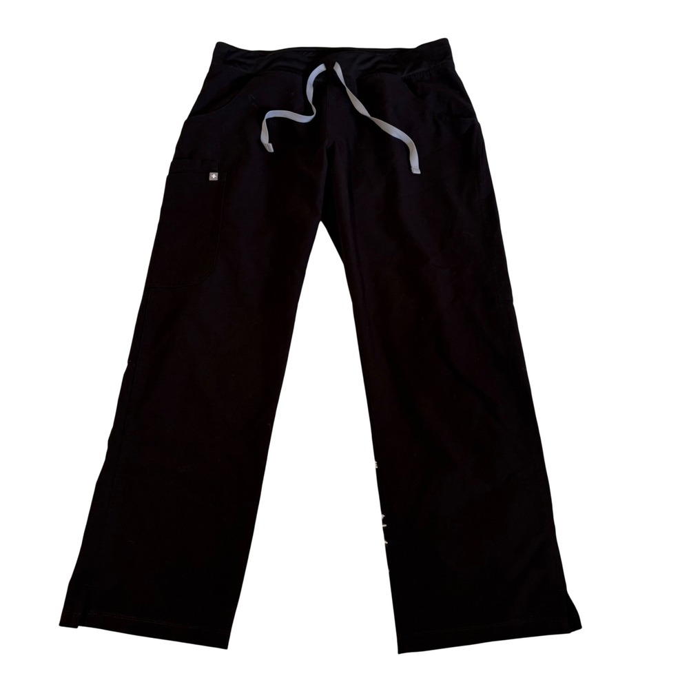 FIGS Scrub Pants Women Fits L 31x27 Petite Black Technical Collect Straight Leg